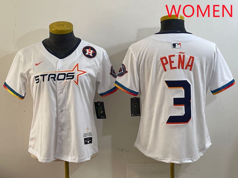 Women Houston Astros 3 Pena White Fourth generation Joint Name 2025 Nike MLB Jersey style 9